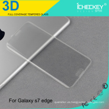 Etiqueta engomada de cristal moderada antiarañazos de la piel de la cubierta completa 3D para el borde de Samsung s7 transparente